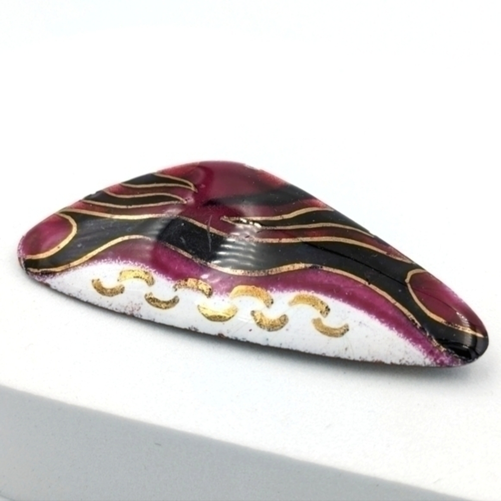 Hand crafted signed Pam Danielle St. Jean Quebec enamel brooch pin